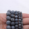 fiasrel 1bundle 4-12mm Matte Natural Black Flash Stone Loose Beads Wholesale DIY Cross-border Round Bead Earrings Necklace Jewelry