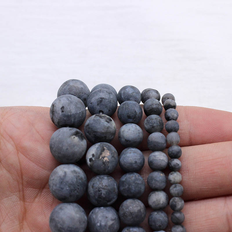 fiasrel 1bundle 4-12mm Matte Natural Black Flash Stone Loose Beads Wholesale DIY Cross-border Round Bead Earrings Necklace Jewelry