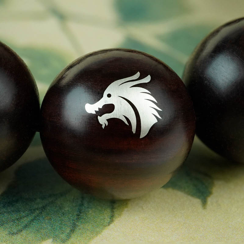 fiasrel 1bundle Black Wood Inlaid Silver Zodiac Animal Beads – Loose Beads for Bracelet Making