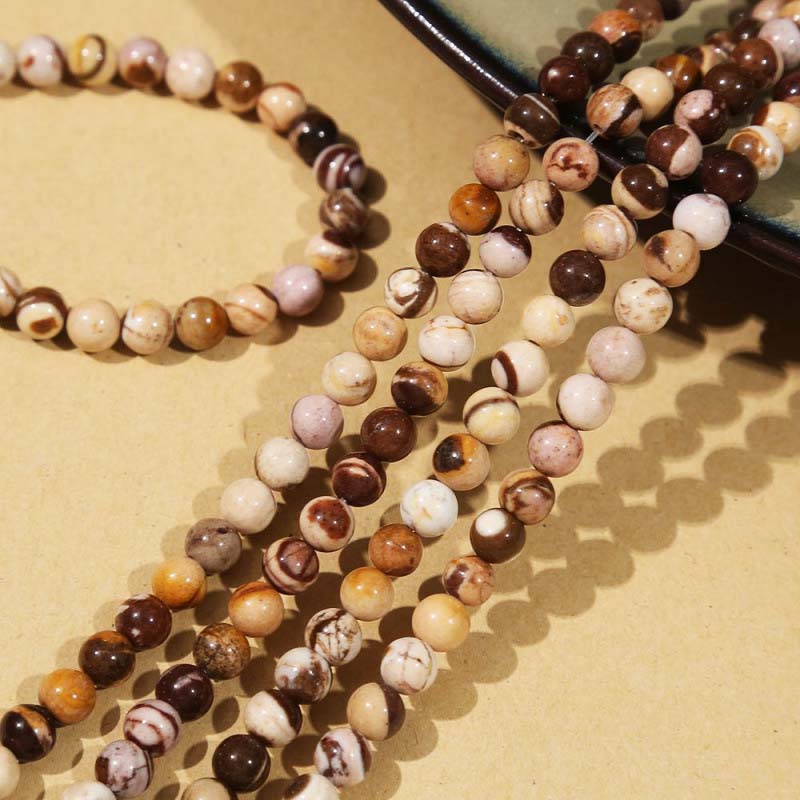 fiasrel 1bundle Australian Zebra Jasper Beads - Natural Striped Stone Loose Beads for Handmade Bracelets & Necklaces