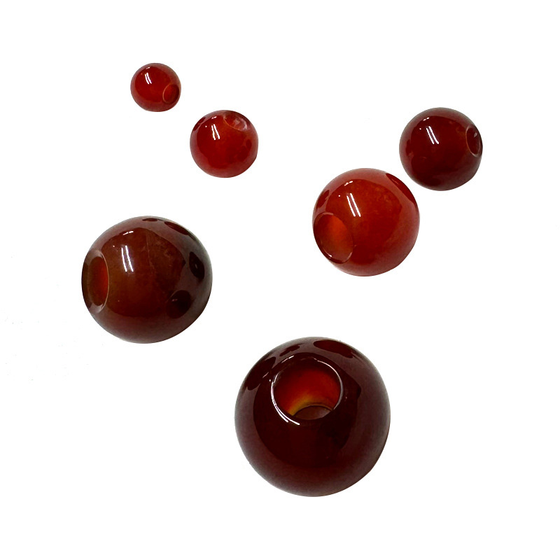 fiasrel 1bundle 6-16mm Large-Hole Red Agate Round Beads Loose Beads for DIY Jewelry, Sweater Chain & Clothing Accessories 2-5mm Hole Diameter Weaving Beads