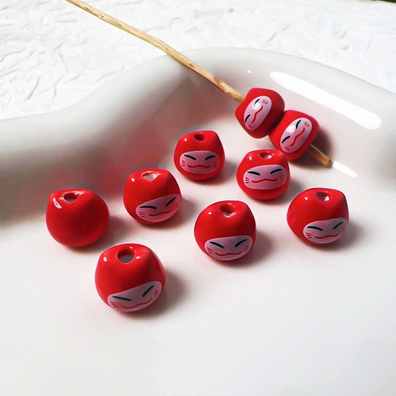 fiasrel 1bundle Vermillion Luck Chinese-Style Red Ceramic Beads Set for DIY Bracelets Cat, Fish, Turtle & Star Charms - Blue-and-White Porcelain Inspired