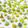 fiasrel 1bundle Green-toned Ceramic Loose Beads Set for DIY Bracelets Round, Heart, Star & Novelty-shaped Handmade Beading Supplies