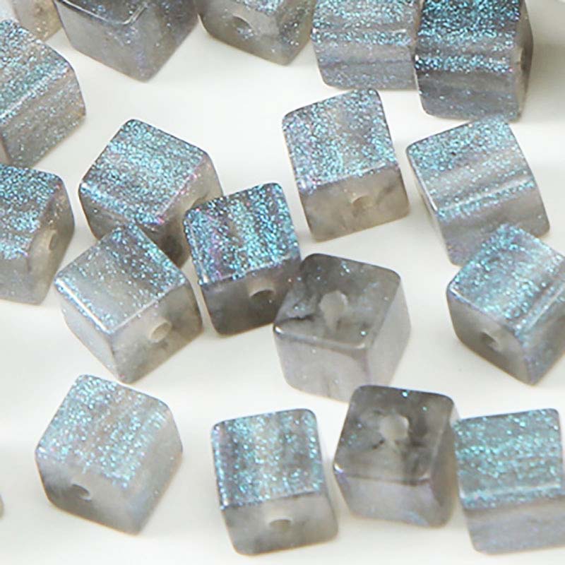 fiasrel 1bundle 8mm Cat's Eye Beads Bracelet Kit - Black Sugar Cube Spacer Beads for DIY Jewelry Making & Phone Strap Accessories