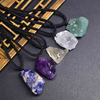 fiasrel Natural Raw Crystal Pendant - Irregular White Pink Purple Yellow Quartz Necklace Jewelry