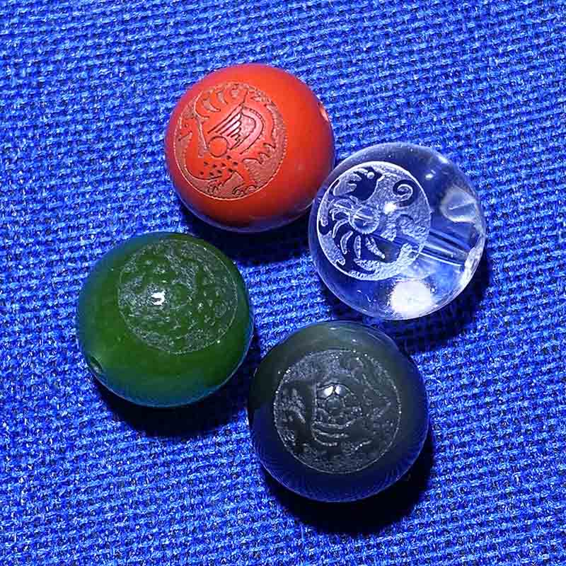 fiasrel 1bundle Four Celestial Beasts Loose Beads – DIY Carved Single Beads Vermilion Bird, Black Tortoise, Azure Dragon, White Tiger