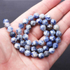 fiasrel 1bundle Blue Speckled Stone Beads – Square Spacers Irregular & Round Beads for DIY Bracelets