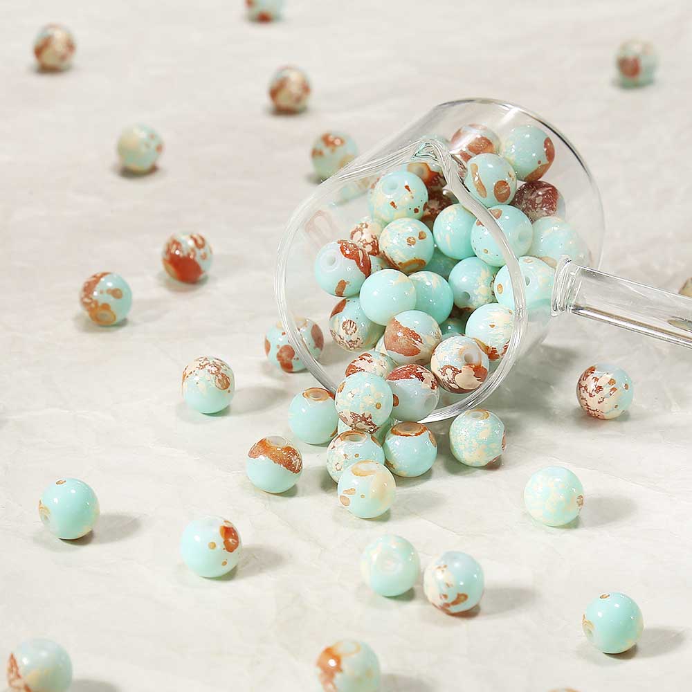 fiasrel 1bundle Shoushan Stone-Look Glass Beads - DIY Loose Beads for Handmade Bracelets