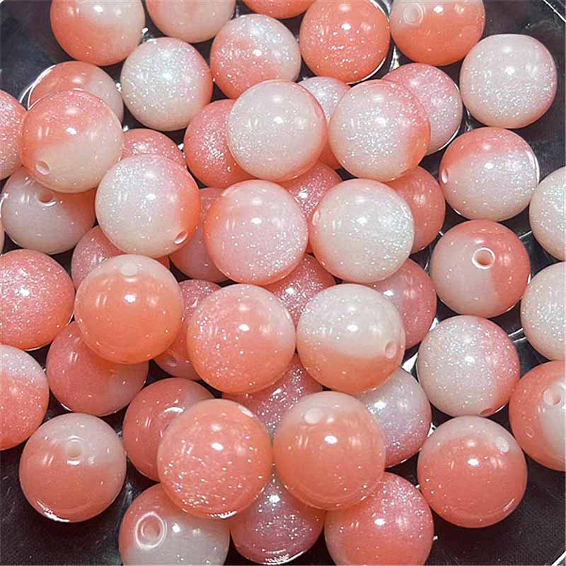fiasrel 1bundle 16mm Mermaid Princess Resin Beads with Dual-Tone Celestial Micro-Glitter for DIY Craft Phone Charm Accessories
