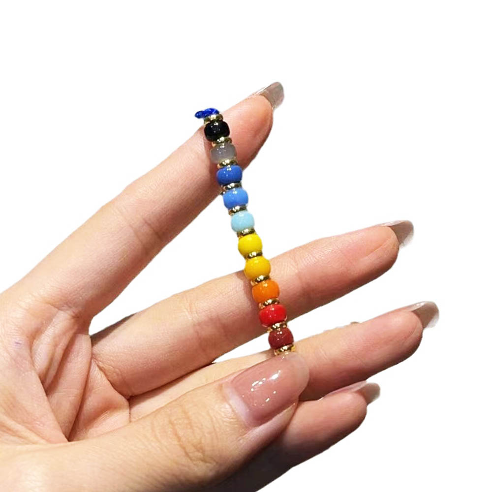 fiasrel 1bundle Rainbow Sherpa Glass Beads & Buckthorn Spacers Multicolor Barrel Beads for Jewelry Making