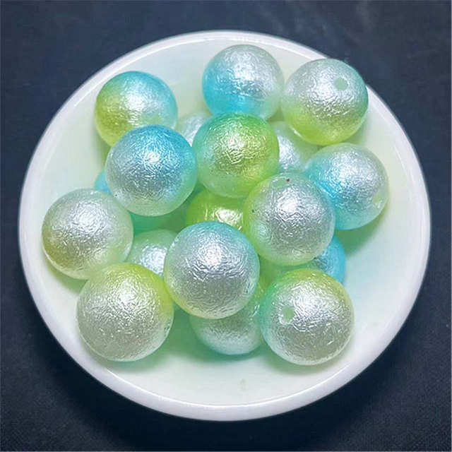 fiasrel 1bundle 16mm Wrinkled Acrylic Beads Gradient Color Straight-Hole Beads for DIY Crafts
