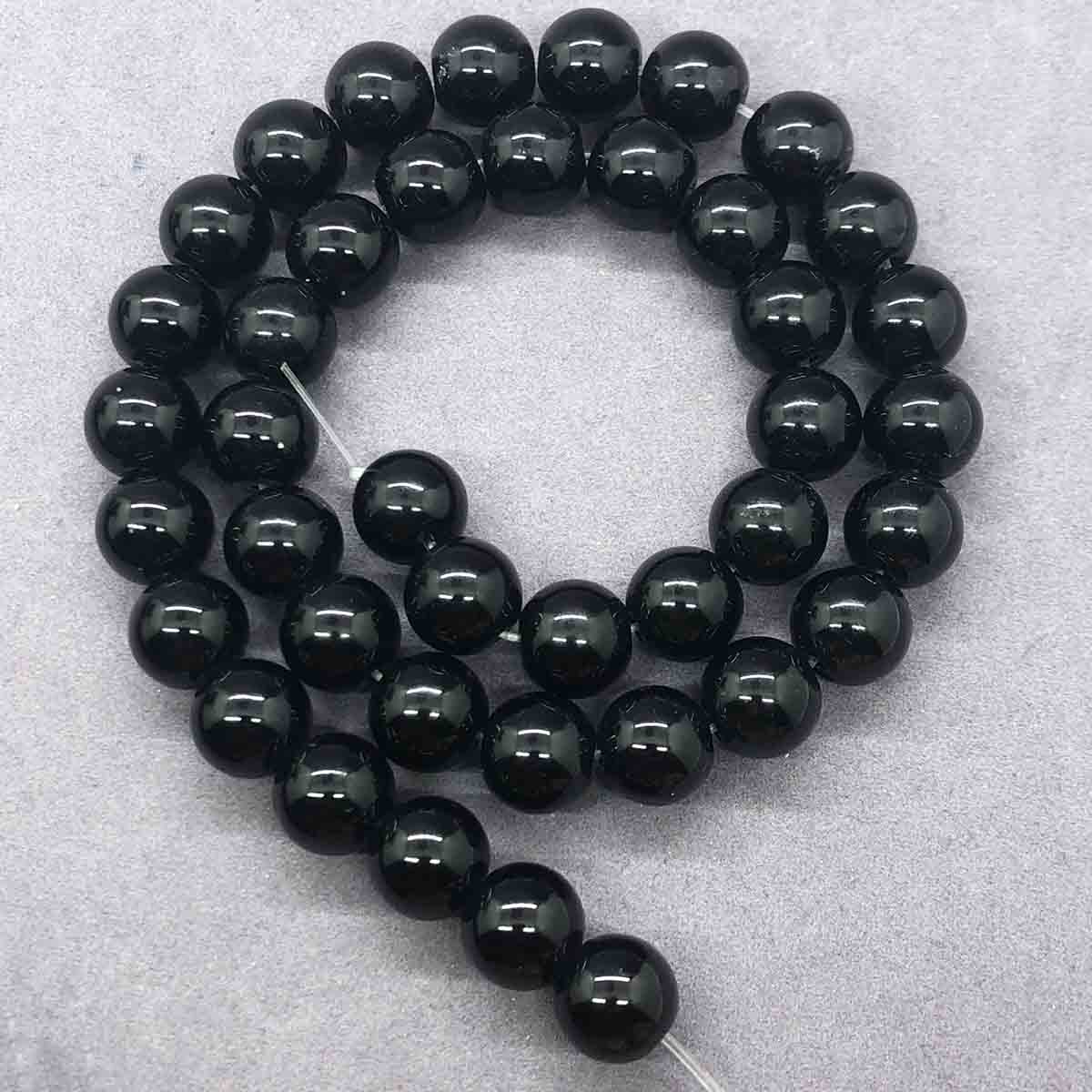 fiasrel 1bundle Black Glass Beads - Smooth & Frosted Round Loose Beads for Jewelry Making