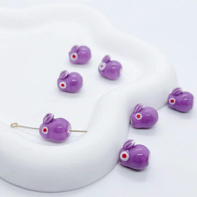 fiasrel 1bundle Jade Rabbit Glazed Ceramic Beads DIY Handmade Craft Accessories for Necklaces Bracelets Stringing and Loose Bead Decoration