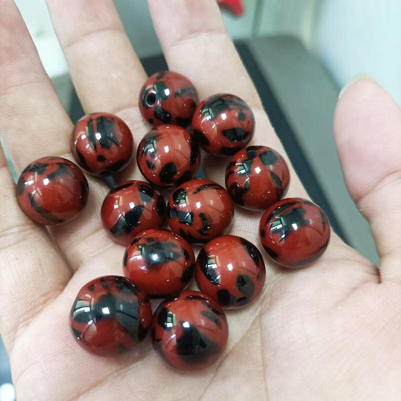 fiasrel 1bundle New Hot-Selling Resin Leopard Print & Spot Round Beads DIY Jewelry Making Supplies for Bracelets & Necklaces