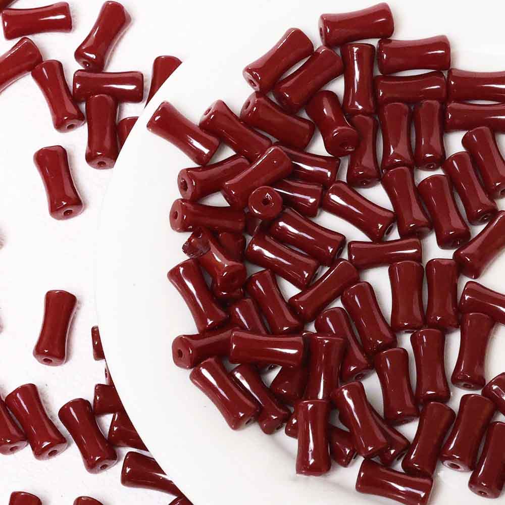 fiasrel 1bundle Chinese-style Red Bead Assortment – Vintage Bamboo Joint Beads, Round Spacer Beads for DIY Crafting