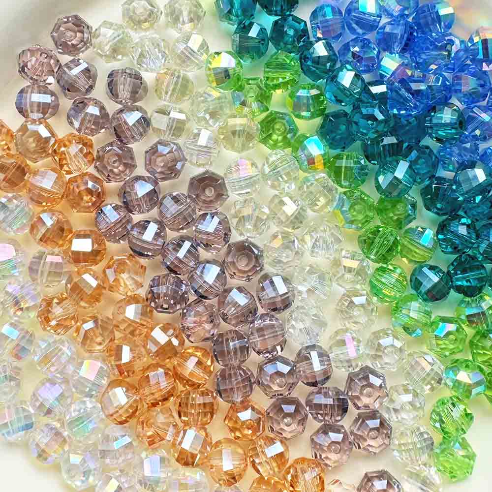 Fiasrel 1bundle 8mm Shiny Plated Watermelon Crystal Glass Beads Bracelet Necklace with Handmade DIY Accessories