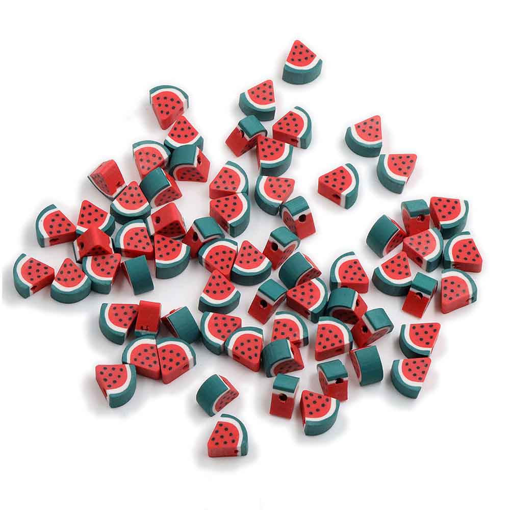 Fiasrel 1000pcs 10mm Fruit soft clay beads - watermelon
