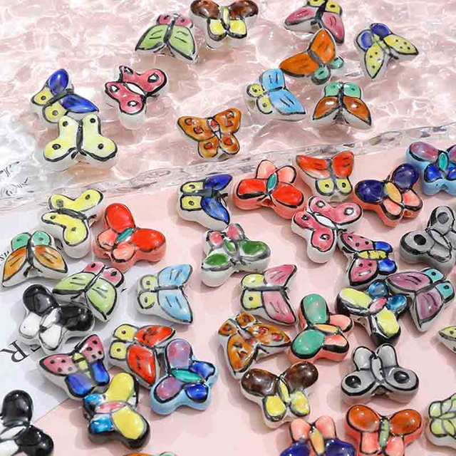 Fiasrel Hand-painted butterfly ceramic beads