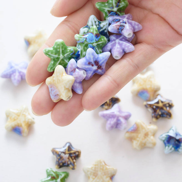 Fiasrel Printed starfish ceramic beads