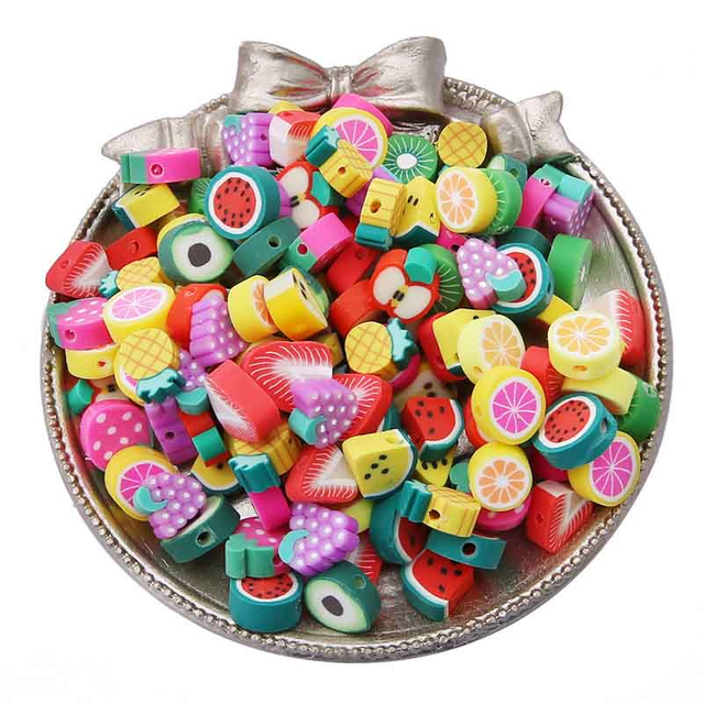 Fiasrel 30pcs Cute fruit soft clay beads