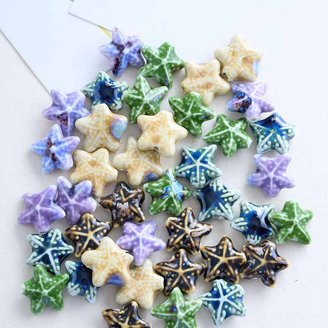 Fiasrel Colored starfish ceramic beads