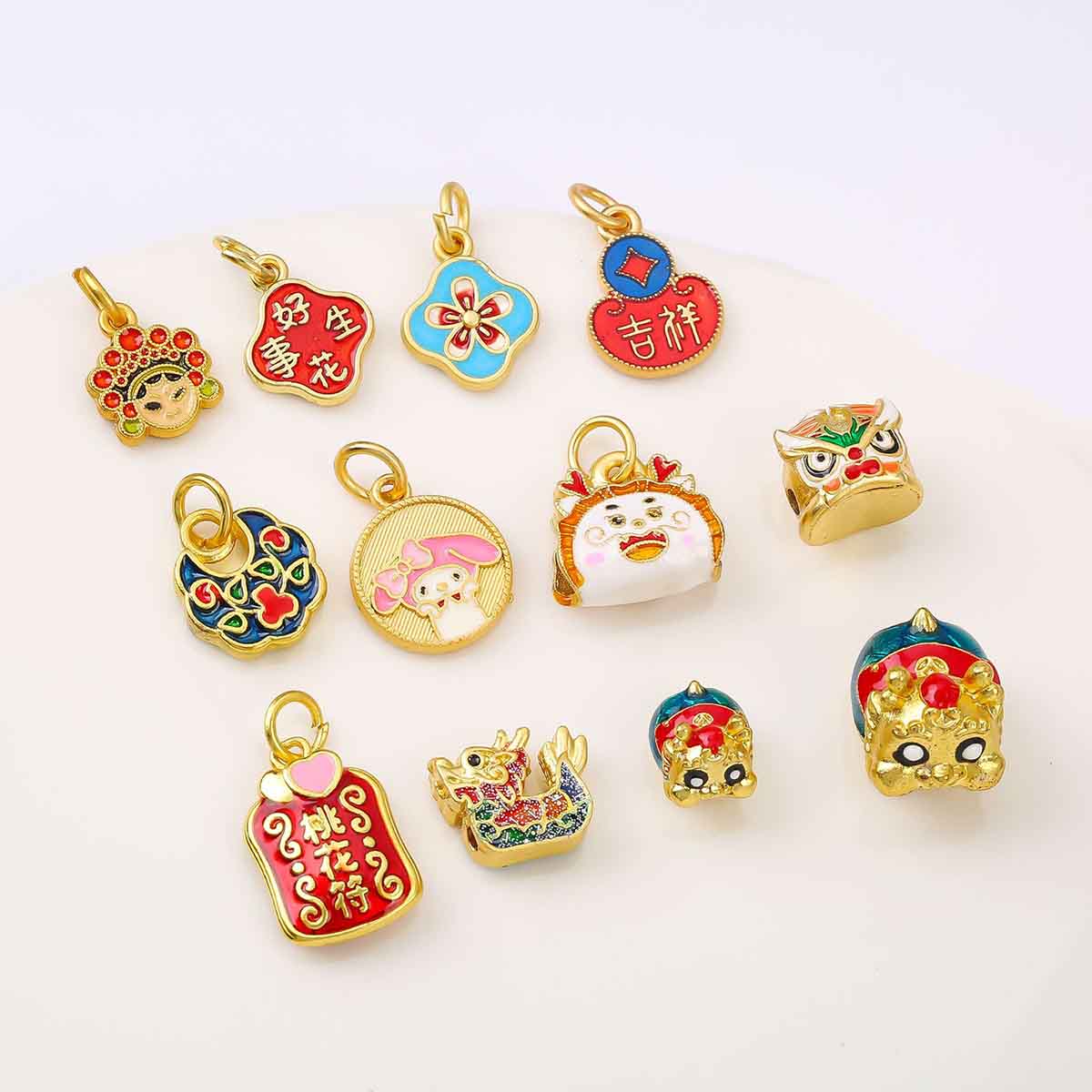 Fiasrel Dragon Boat Tiger-head Lucky bead Drop Pendant