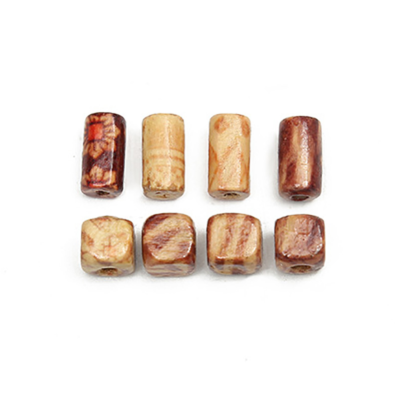 Fiasrel Printed cylindrical and square wooden beads