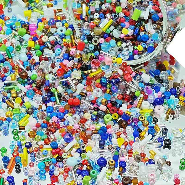 Fiasrel Assorted Styles & Colors DIY Glass Tube Beads