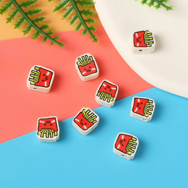 Fiasrel 100pcs Soft clay French fries beads