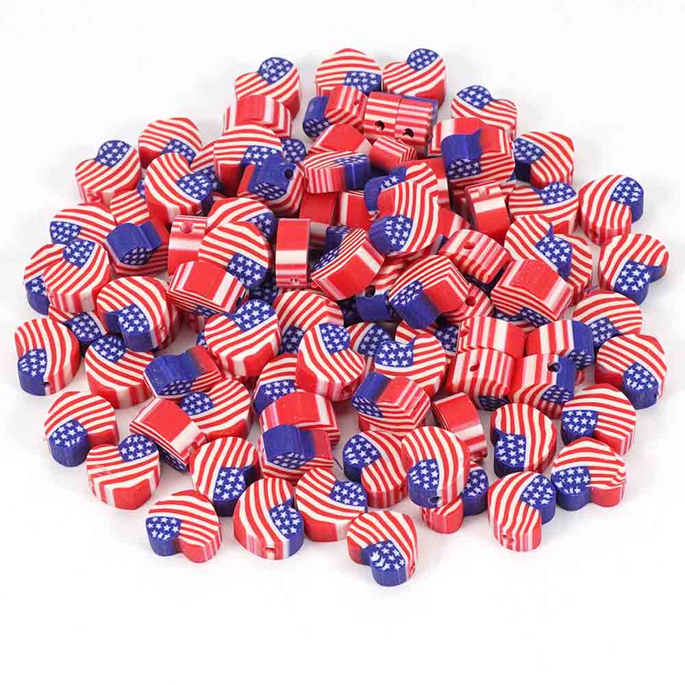 Fiasrel 100pcs Soft clay beads with national flag patterns