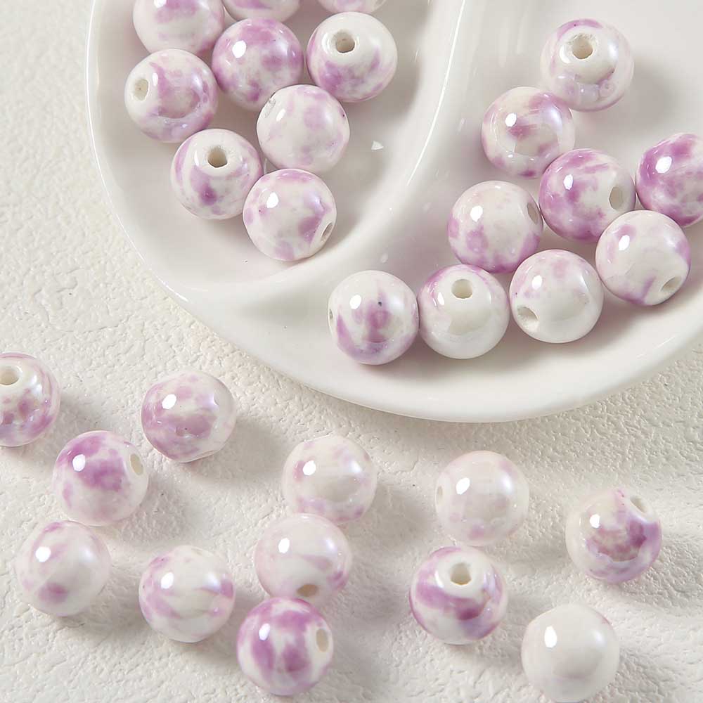 Fiasrel 10mm Colored tinted ceramic beads