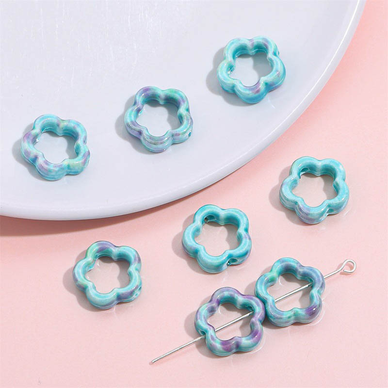 Fiasrel Hollow plum blossom ceramic beads