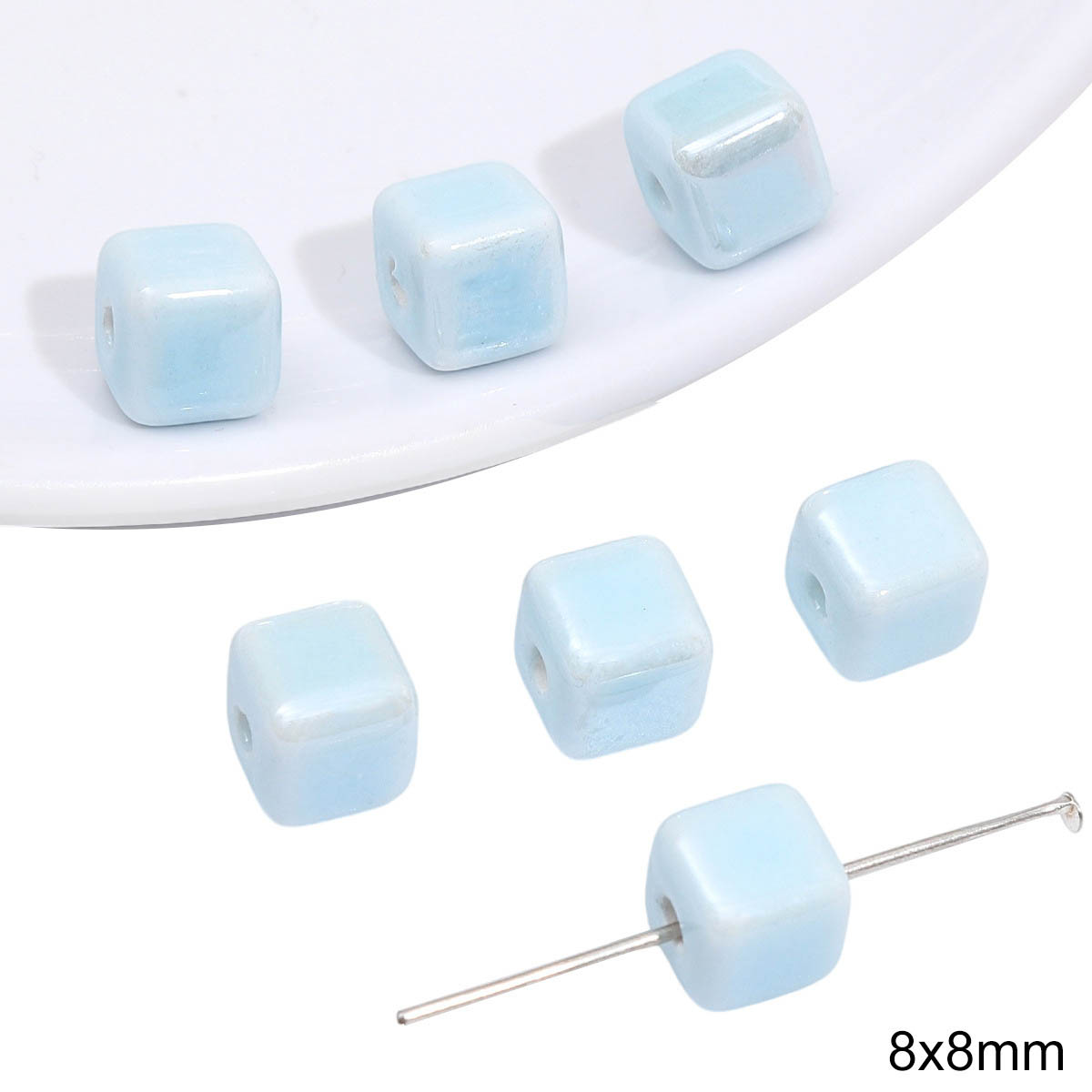 Fiasrel Blue geometric ceramic beads