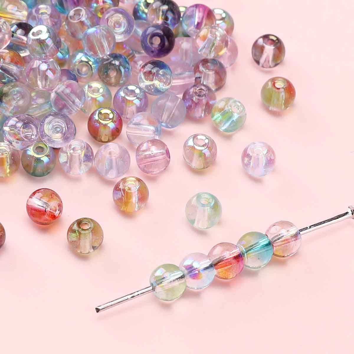 Fiasrel 10g Two-Tone Aurora Glass Round Beads Seed Beads