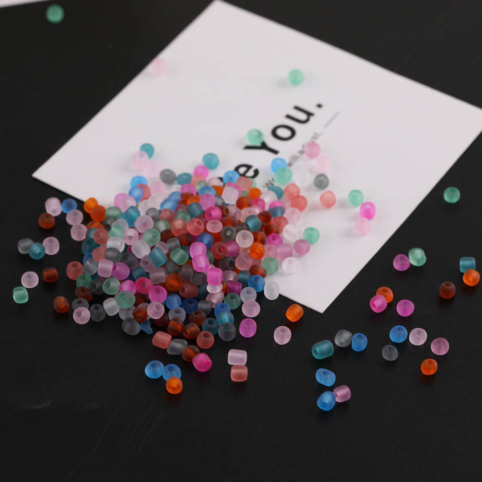 Fiasrel 10g 4mm Frosted Clear Glass Seed Beads for DIY Jewelry Making