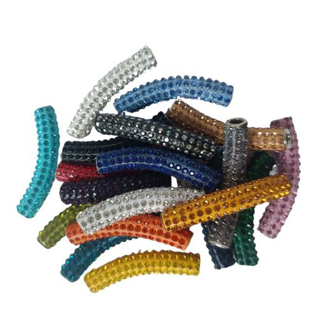 Fiasrel 2pcs Full-drilled curved tube soft clay DIY Shamballa Beads