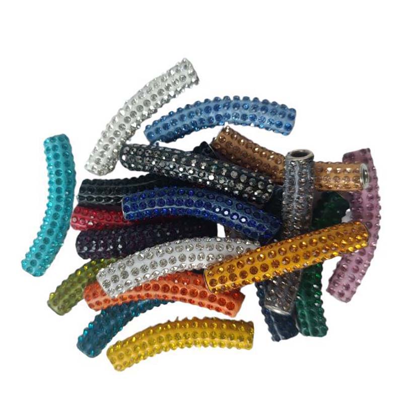 Fiasrel 2pcs Full-drilled curved tube soft clay DIY Shamballa Beads