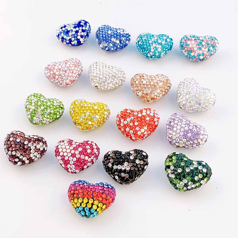 Fiasrel 6pcs Heart-shaped colored clay drill DIY Shamballa Beads