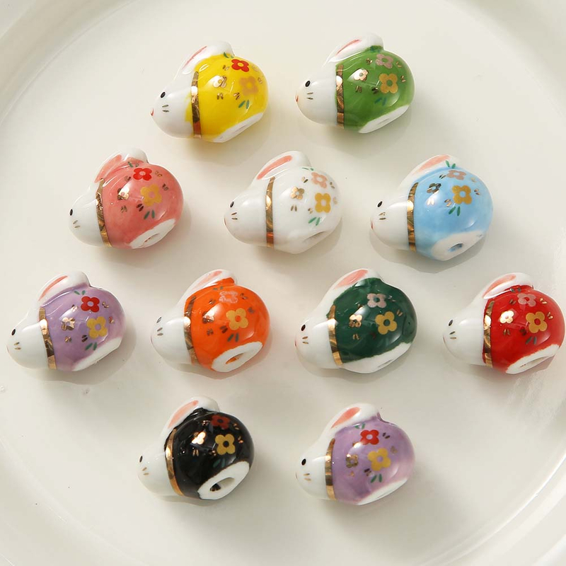 Fiasrel Creative little rabbit ceramic beads