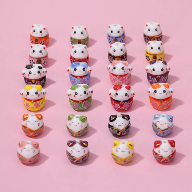 Fiasrel A-style Maneki Neko Ceramic beads