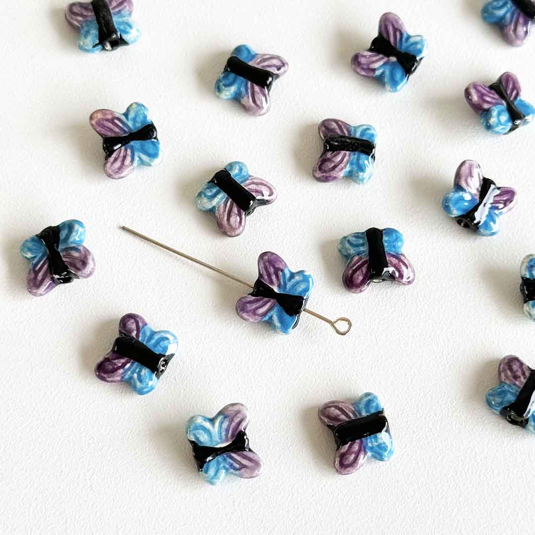 Fiasrel Cute butterfly-painted ceramic beads