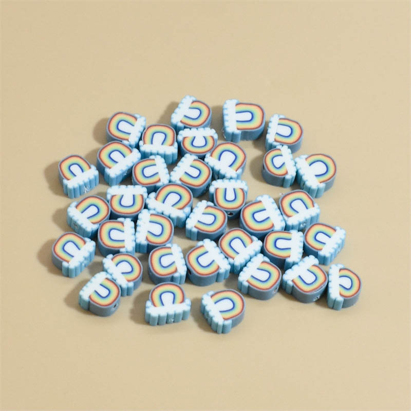Fiasrel 10mm Rainbow cloud soft clay beads