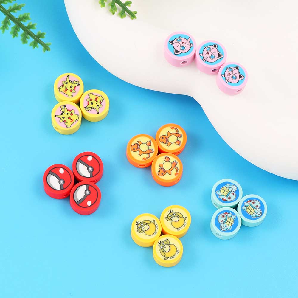 Fiasrel 100pcs Pokemon series soft clay beads