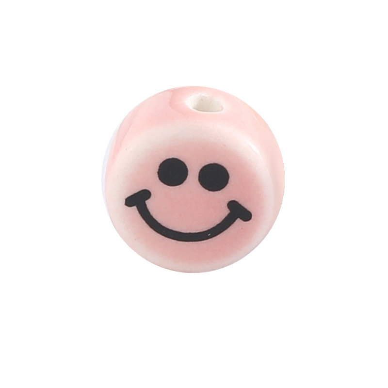 Fiasrel Flat and round smiling face ceramic beads