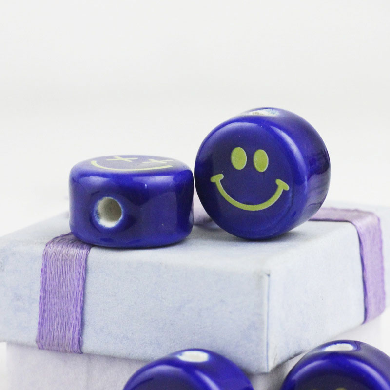 Fiasrel Sapphire blue cartoon smiley face beads