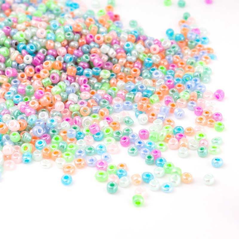 Fiasrel 2-4mm Cream-Colored Glass Seed Beads - 450g Pack of Candy-Colored 