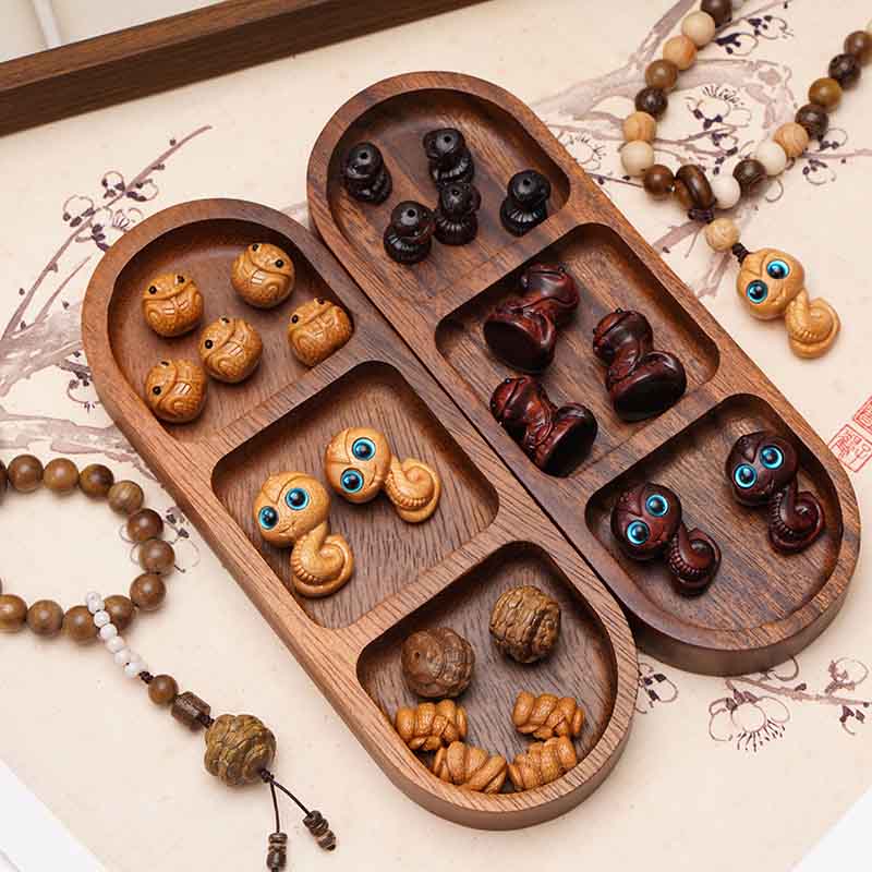 Fiasrel Wooden loose beads of the zodiac snake string