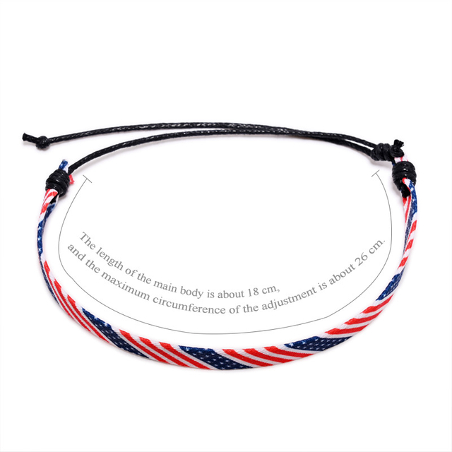 Fiasrel 2pcs National flag fabric woven bracelet