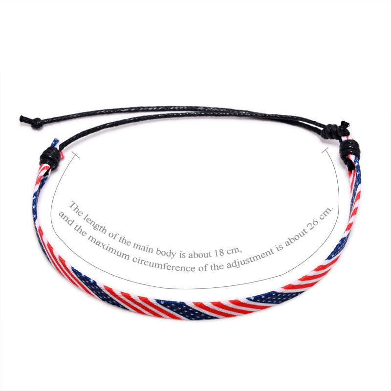 Fiasrel 2pcs National flag fabric woven bracelet