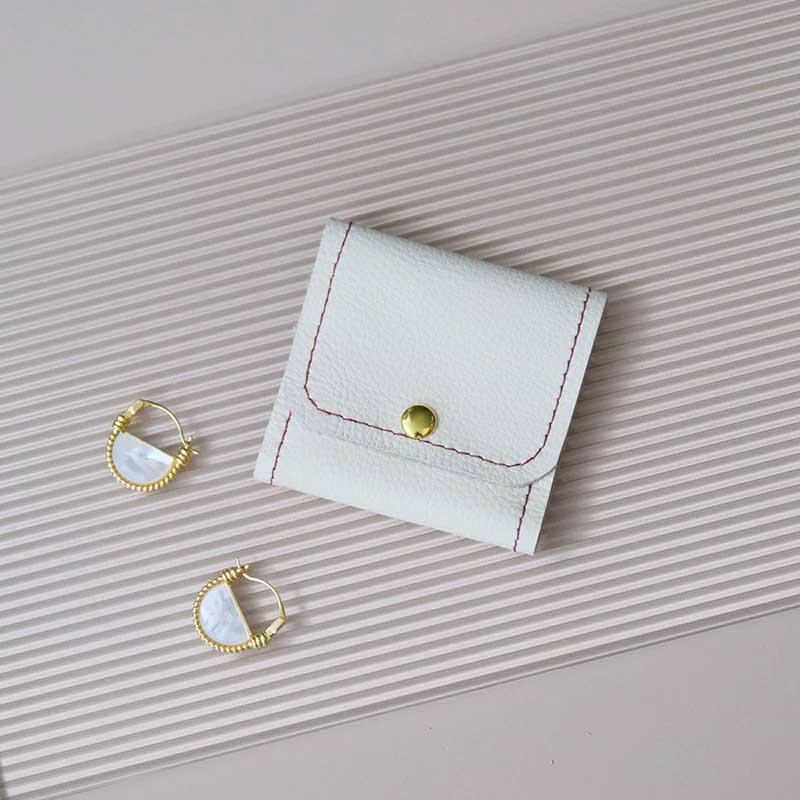 Fiasrel 8*8cm Top-grain cowhide jewelry storage bag